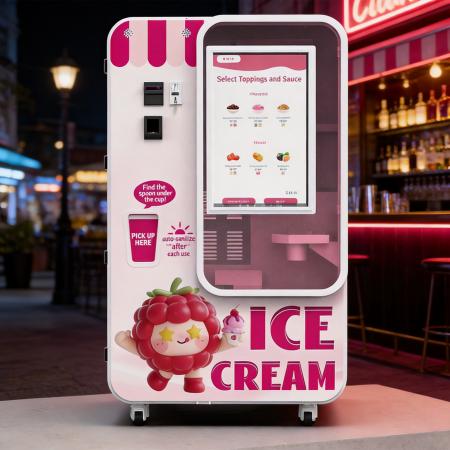 Best Commercial Ice Cream Vending Machine with 15 Second Fast Serve & Smart Remote Control System for Unattended Retail Business
